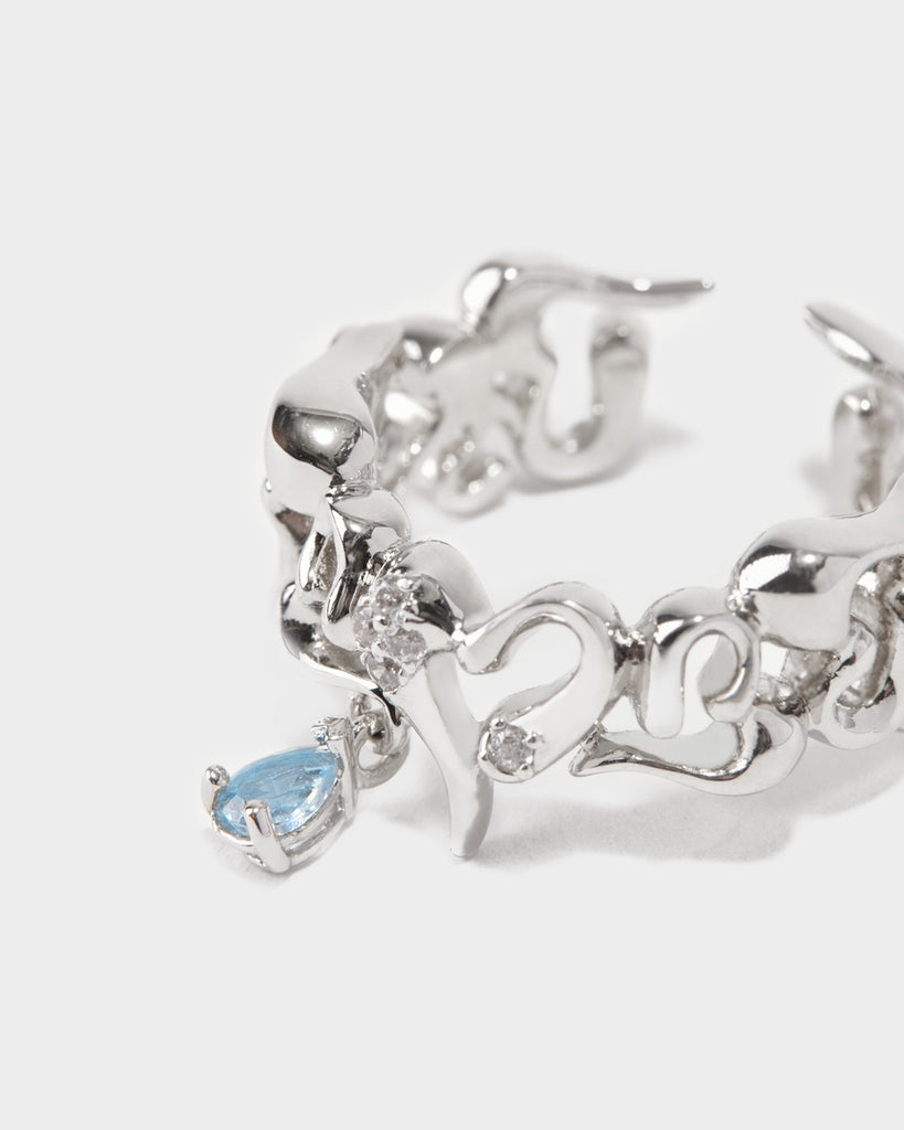 white gold futuristic ring, white gold modernist ring, white gold sci-fi ring