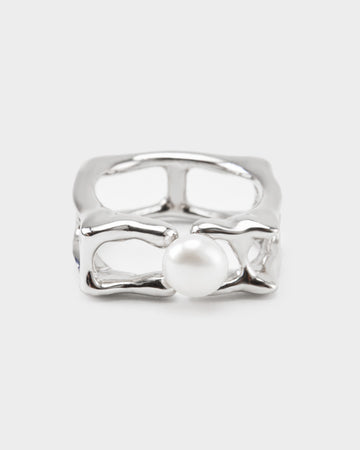 white gold nautical ring, white gold sea ring, white gold pirate ring