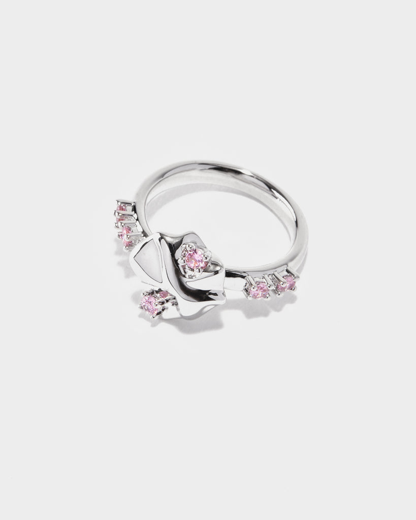 white gold astronaut ring, white gold space ring, white gold galaxy ring